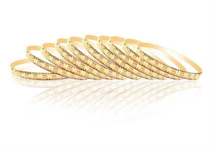 Gold Plated High Polish Diamond Cut Bangles